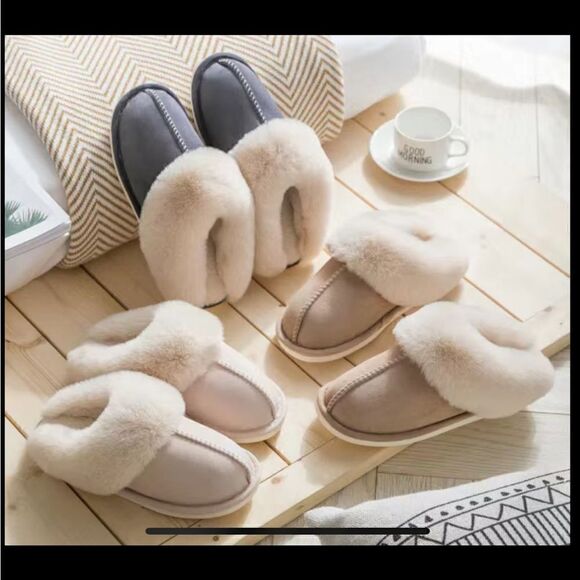 Sepia memory, foam slippers, anti-slip, fluffy, soft and warm size 10 - Picture 2 of 9